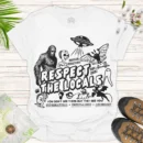 Bigfoot & Alien “Respec’ the Locals” Shirt – Retro UFO Graphic Tee - white