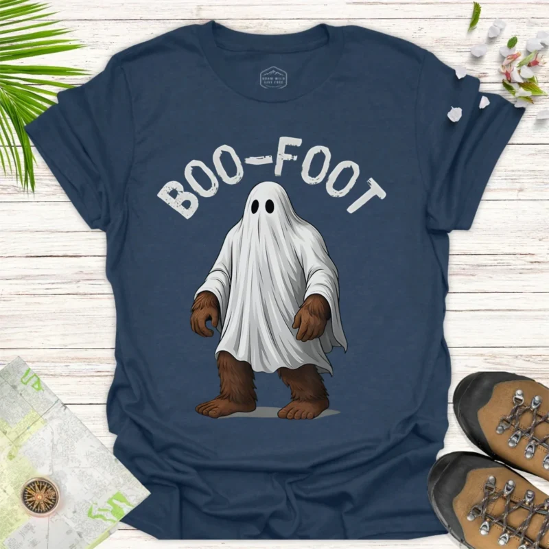 Bigfoot Boo-Foot Halloween Tee – Spooky Ghost Adventure Shirt - blue