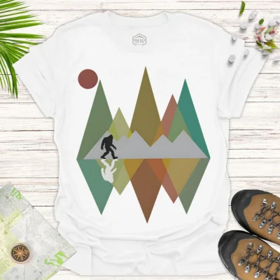 Bigfoot Nature Adventure Tee – Outdoor Camping Graphic Shirt - white
