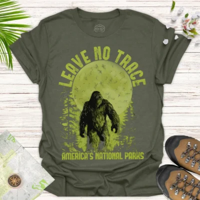Bigfoot in America’s Parks Tee – Nature Adventure Shirt - green