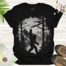 Moody Forest Bigfoot Tee – Wolf & Nature Adventure Shirt - black