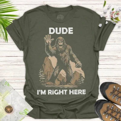 Sasquatch Humor T-Shirt – Funny Bigfoot Gift Idea Tee - green