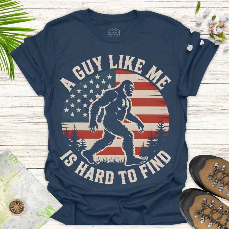 Vintage Bigfoot Tee – Outdoor Adventure Graphic Shirt - blue